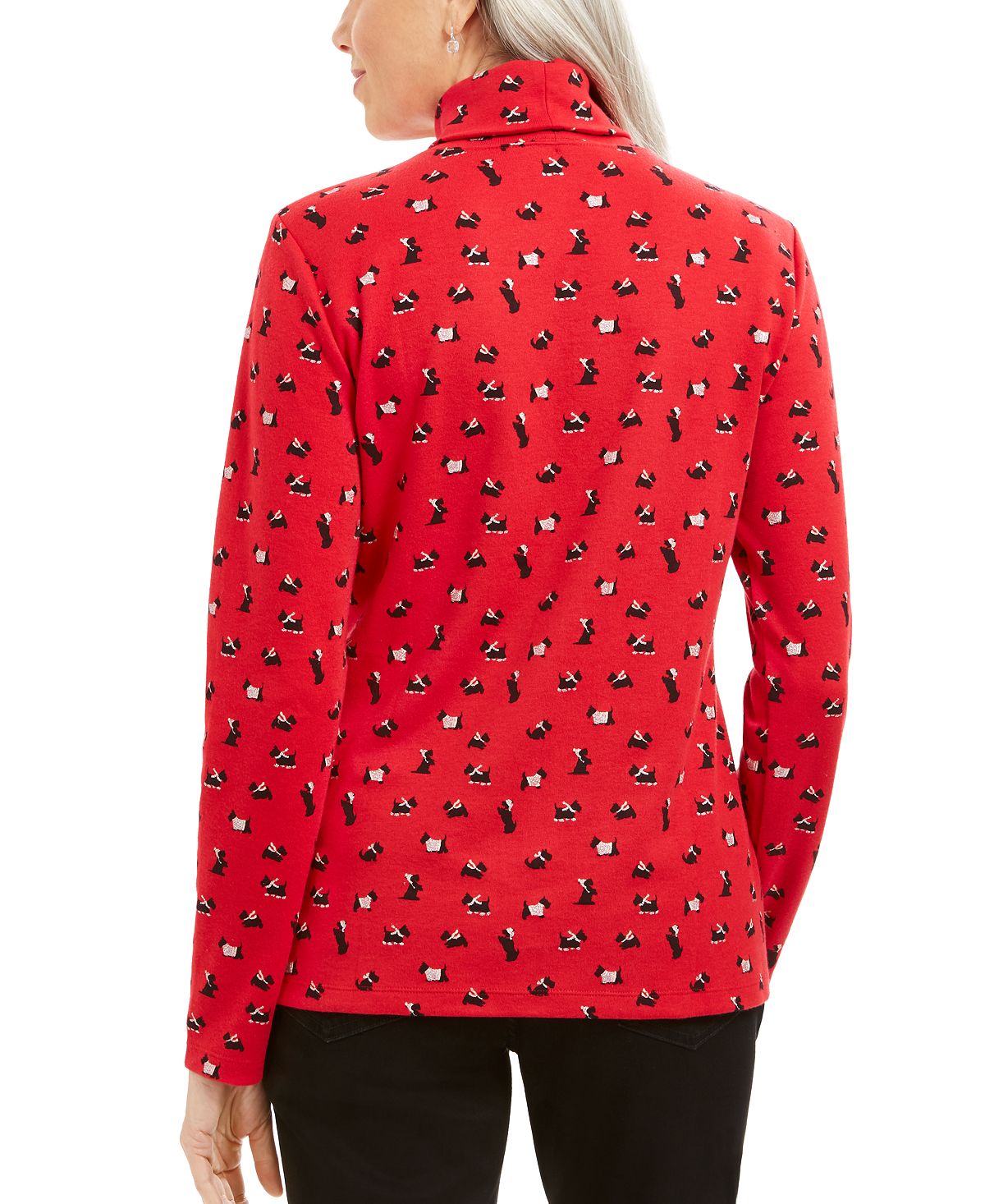 Karen Scott Women's Long Sleeve Turtleneck Printed Top Red Size Medium