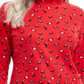 Karen Scott Women's Long Sleeve Turtleneck Printed Top Red Size Medium