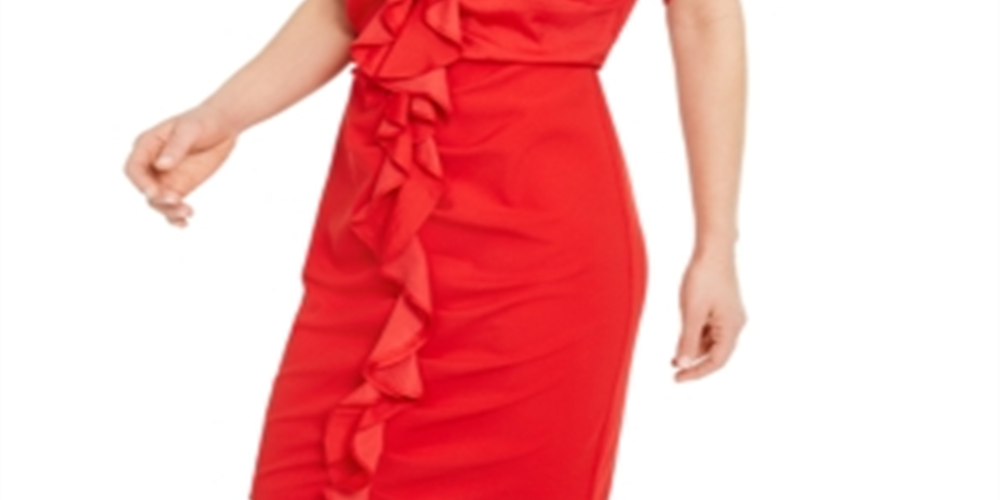 IINC International Concepts Women's Ruffled Ruched Cocktail Dress Red Size X-Small