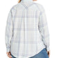 Style & Co Women's Plaid Button Down Blouse White Size 4X