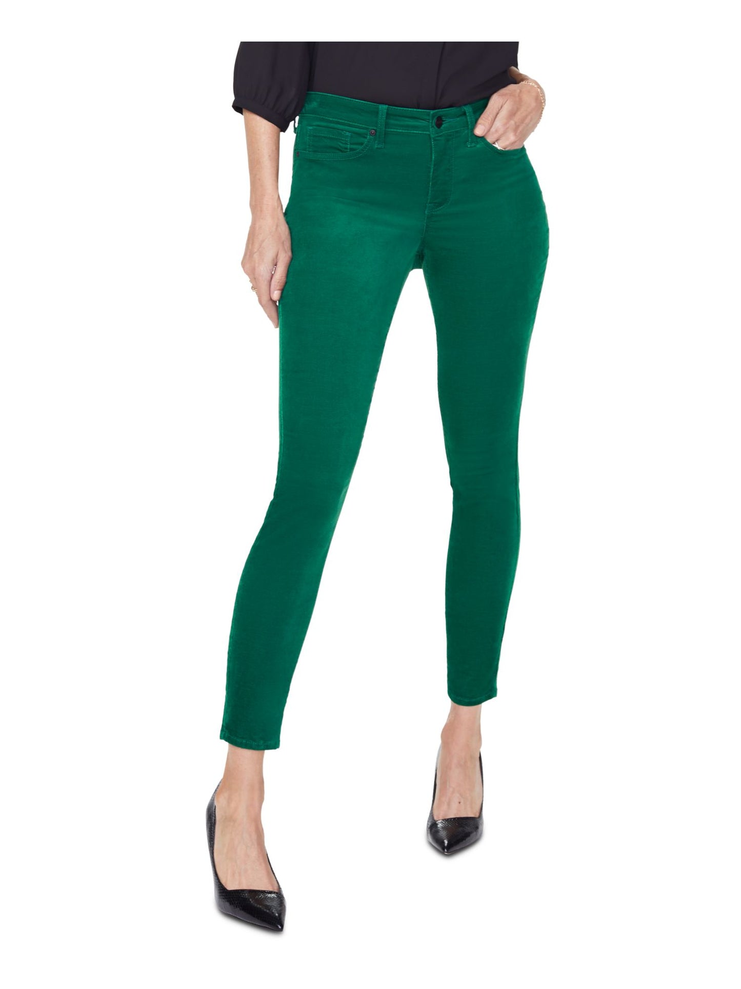 NYDJ Women's Zippered Pocketed Tummy control Skinny Pants Green Size 6