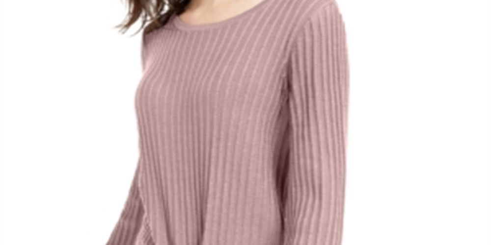 INC International Concepts Women's Sweater Nude Long Sleeve Tie Front Pullover Pink Size X-Small