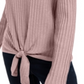 INC International Concepts Women's Sweater Nude Long Sleeve Tie Front Pullover Pink Size X-Small