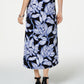 JM Collection Women's Floral Tea Length Wrap Skirt Black Size XX-Large