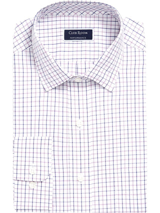 Club Room Men's Classic Regular Fit Wrinkle Resistant Plaid Dress Shirt White Size 15X32X33