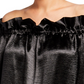 Michael Kors Women's Satin Ruffled Off the Shoulder Top Black Size Medium