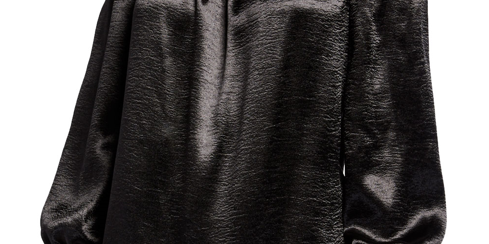 Michael Kors Women's Satin Ruffled Off the Shoulder Top Black Size Medium