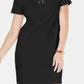 Karen Scott Women's Cotton Lace up Split Neck Dress Black Size X-Small