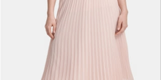 DKNY Women's Stretch Pull on MIDI Evening Accordion Pleat Skirt Pink Size X-Large