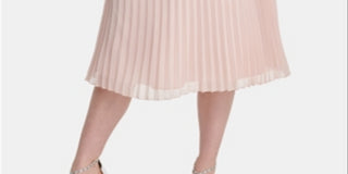 DKNY Women's Stretch Pull on MIDI Evening Accordion Pleat Skirt Pink Size X-Large