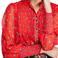 Free People Women's Flowers In December Print Sheer Blouse Red Size Medium