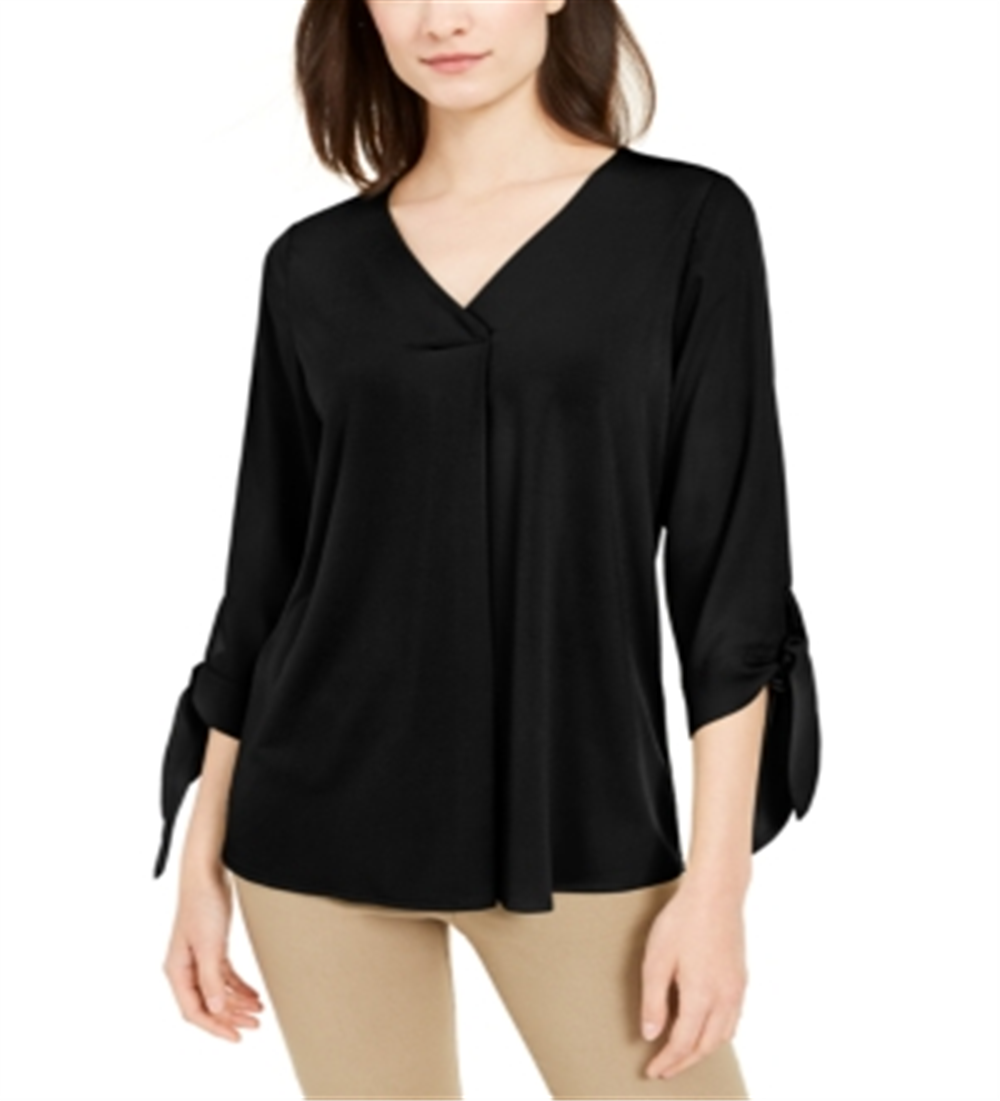 Alfani Women's Tie Cuff Top Black Size X-Small