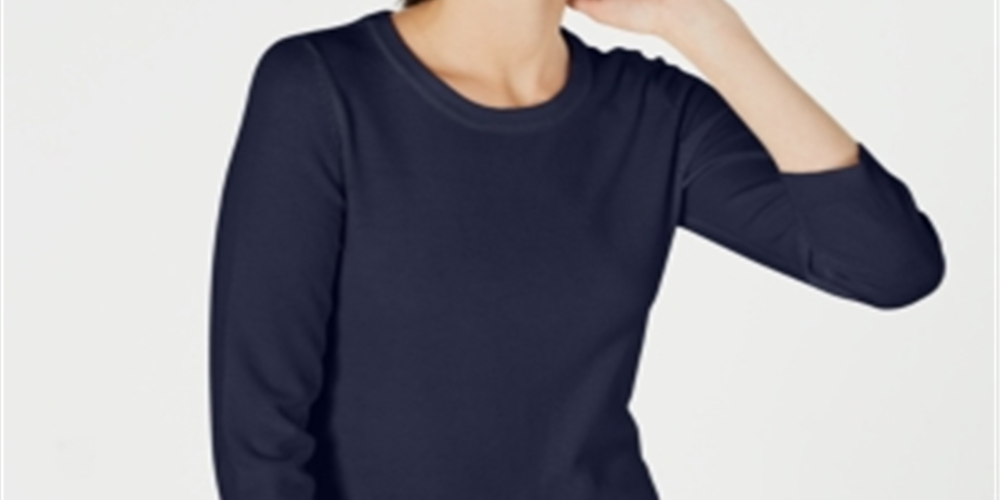 Maison Jules Women's Crewneck 3/4 Sleeve Sweater Blue Size X-Large