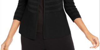 Alfani Women's Textured Stripe Open Front Cardigan Black Size Large