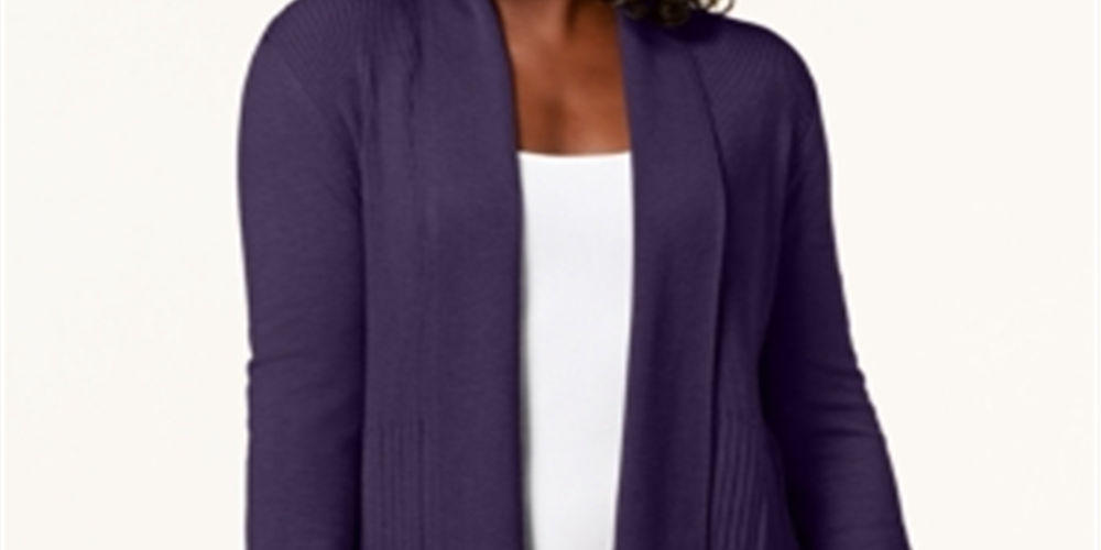 Karen Scott Women's Shawl Collar Cardigan Purple Size X-Small