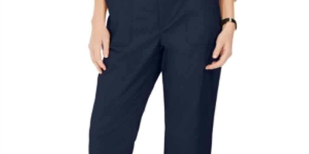 Charter Club Women's Cropped Twill Pants Blue Size 14