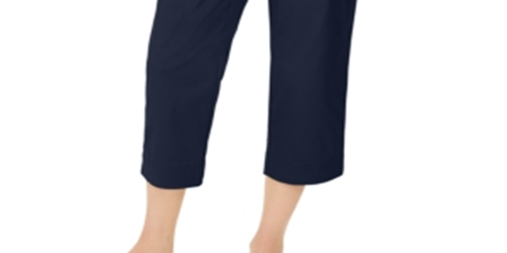 Charter Club Women's Cropped Twill Pants Blue Size 14