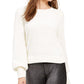 Michael Kors Women's Chenille Balloon Sleeve Sweater White Size Petite Small