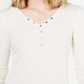 Hippie Rose Women's Ribbed Hi Low Henley Top White Size Medium
