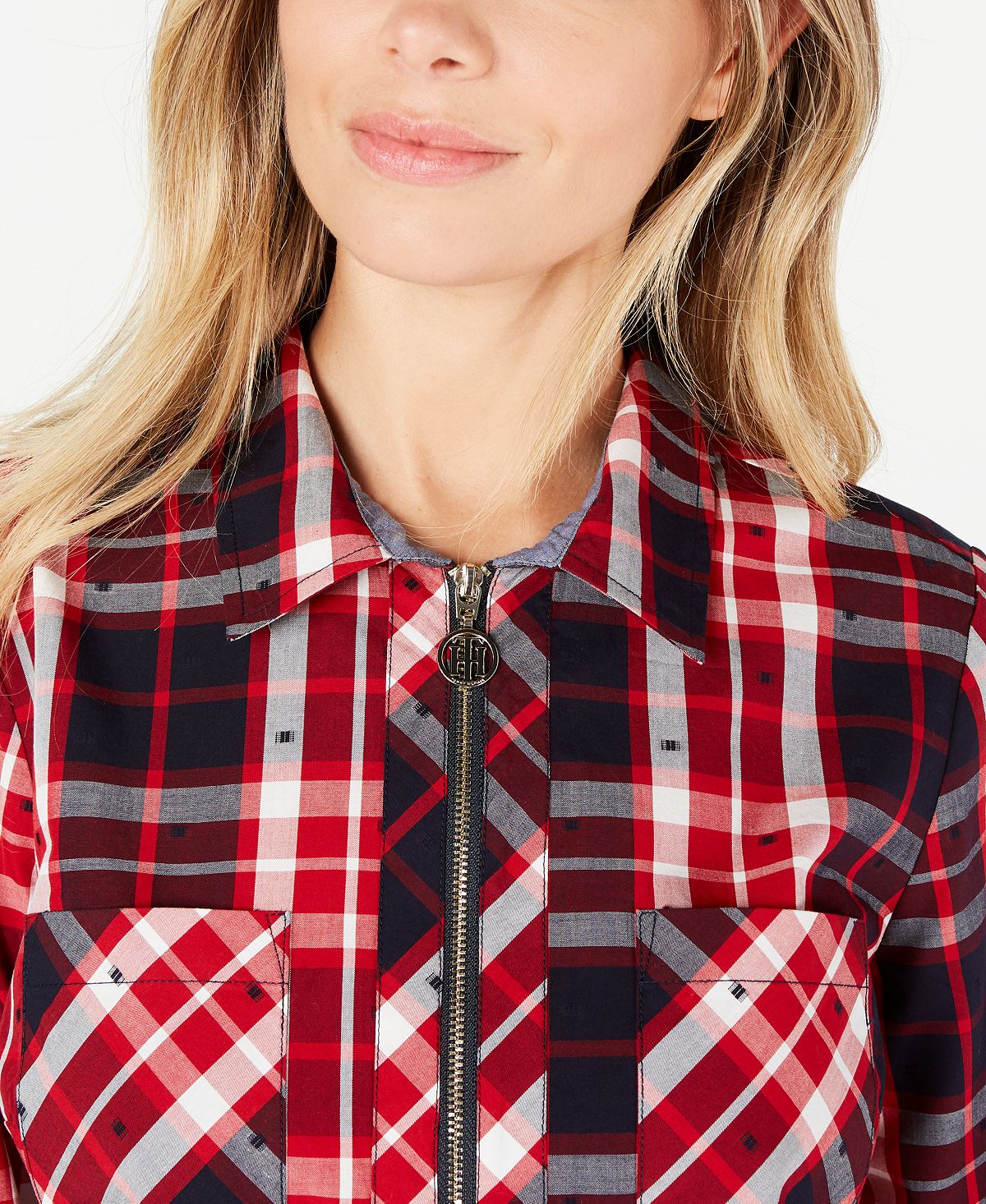 Tommy Hilfiger Women's Pop Over Class Clip Top Red Size Medium