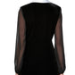 Alex Evenings Women's Sheer Long Sleeve V Neck Wear to Work Wrap Top Black Size Petite X-Large