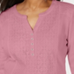 Karen Scott Women's Eyelet Front Cotton Henley Top Pink Size Petite