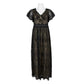 Adrianna Papell Women's Metallic Lace Long Dress Black Size 10