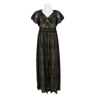 Adrianna Papell Women's Metallic Lace Long Dress Black Size 10
