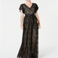 Adrianna Papell Women's Metallic Lace Long Dress Black Size 10