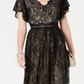 Adrianna Papell Women's Metallic Lace Long Dress Black Size 10
