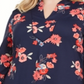 Charter Club Women's Plus Floral Print 3/4 Sleeve Tunic Blue Size 2X