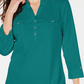 Karen Scott Women's Cotton Johnny Collar Utility Shirt Green Size X-Small