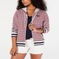 Tommy Hilfiger Women's Striped Hoodie Jacket White Size Medium