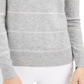 Michael Kors Women's Embellished Ribbed Striped Long Sleeve Jewel Neck Sweater Gray Size Petite Small