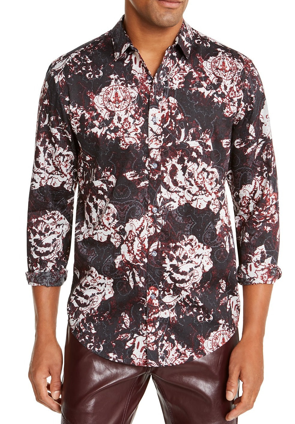 INC International Concepts Men's Paisley Floral Shirt Black Size XX-Large