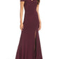 Morgan & Company Women's Side Slit Off the Shoulder Formal Dress Purple Size 9-10