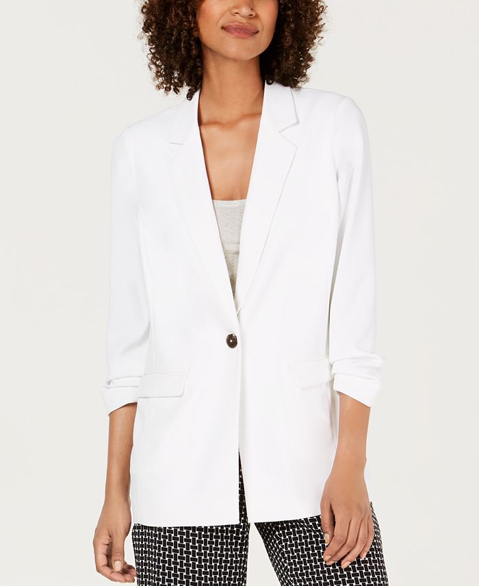 Alfani Women's Pocketed Blazer Jacket White Size Large