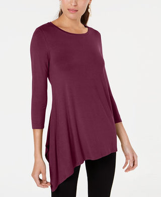 Alfani Women's Asymmetrical Hem Top Wine Size X-Large