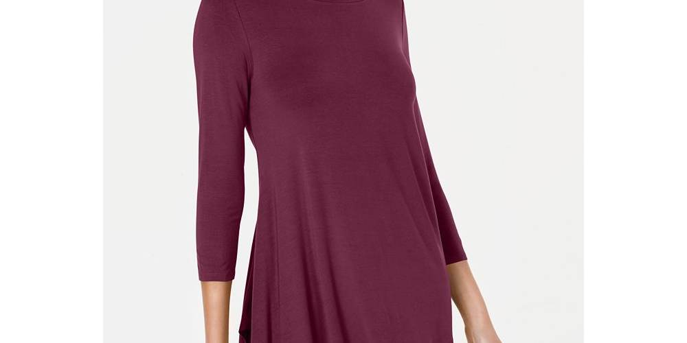 Alfani Women's Asymmetrical Hem Top Wine Size X-Large