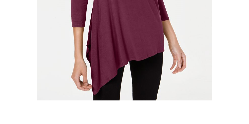 Alfani Women's Asymmetrical Hem Top Wine Size X-Large