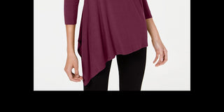 Alfani Women's Asymmetrical Hem Top Wine Size X-Large