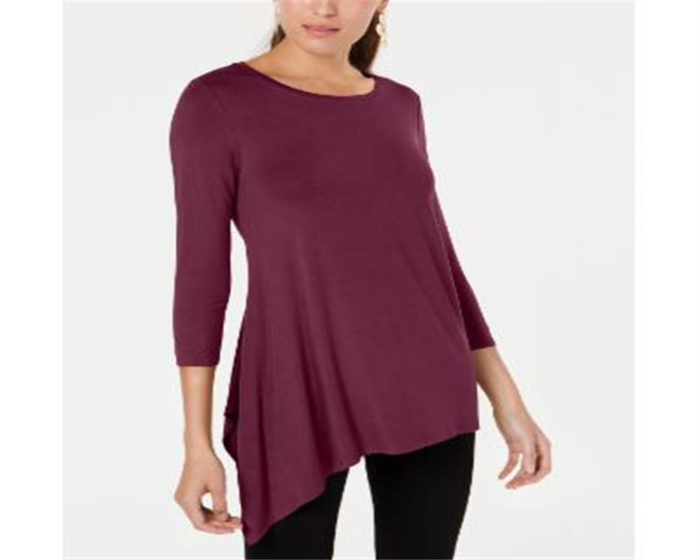 Alfani Women's Asymmetrical Hem Top Wine Size X-Large