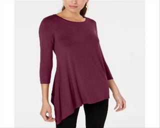 Alfani Women's Asymmetrical Hem Top Wine Size X-Large