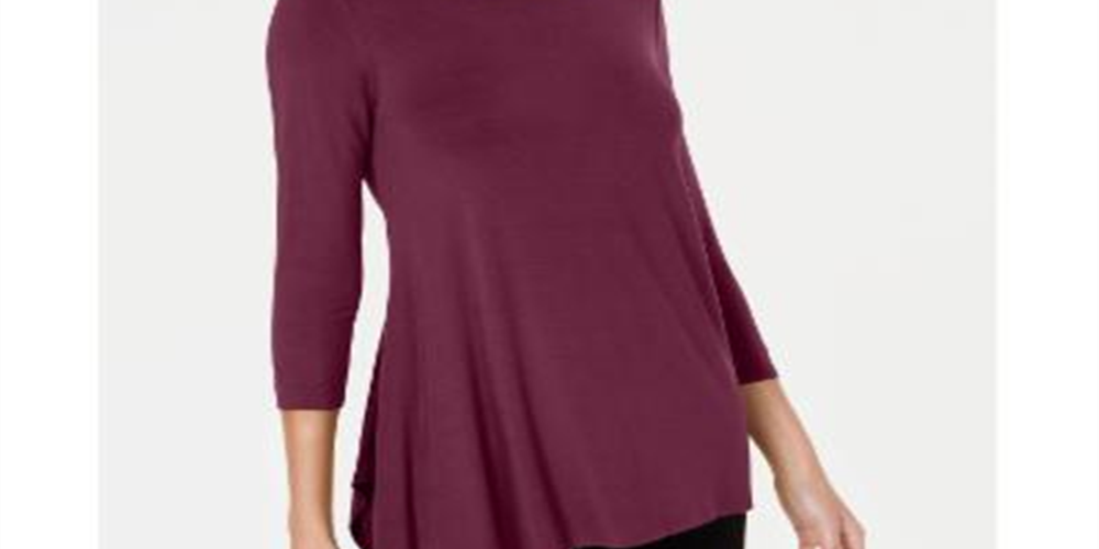Alfani Women's Asymmetrical Hem Top Wine Size X-Large