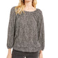 Michael Kors Women's Flat Cat Printed Peasant Top Black Size Petite Medium