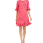 Alfani Women's Pleated Printed Above the Knee Shift Dress Pink Size 12