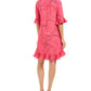Alfani Women's Pleated Printed Above the Knee Shift Dress Pink Size 12