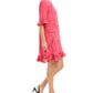 Alfani Women's Pleated Printed Above the Knee Shift Dress Pink Size 12