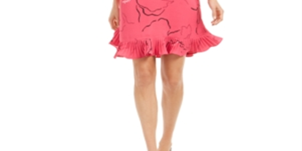 Alfani Women's Pleated Printed Above the Knee Shift Dress Pink Size 12