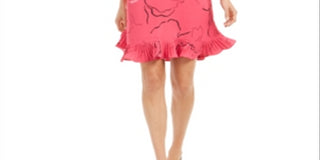 Alfani Women's Pleated Printed Above the Knee Shift Dress Pink Size 12